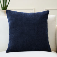 Chenille Solid Navy Blue Cushion Cover (Pack of 1)