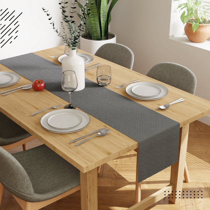 Quilted Velvet Dark Grey Table Runner