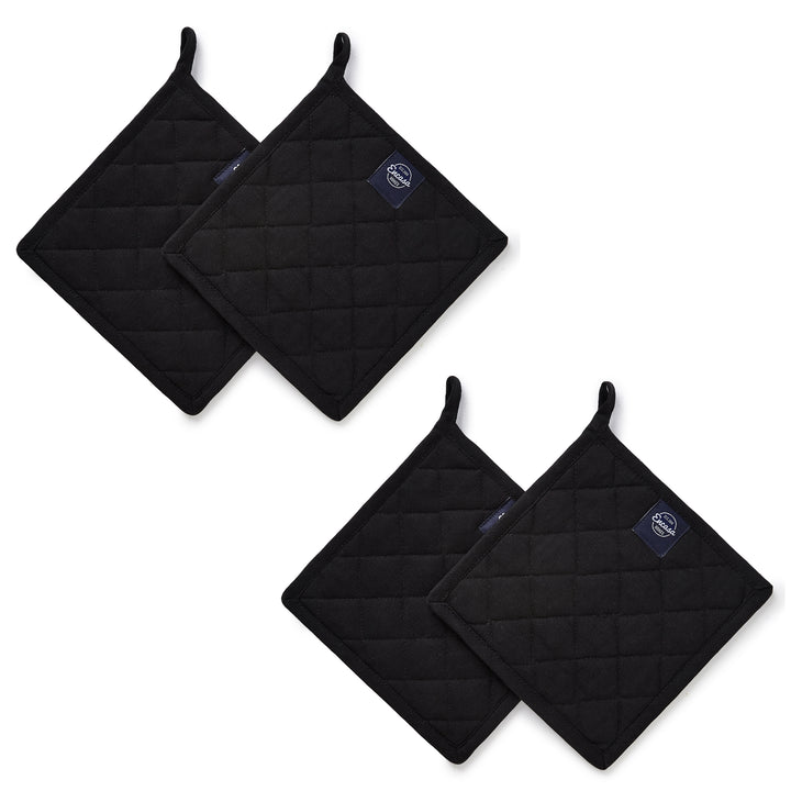 Yarn Dyed Cotton Full Black Potholder (Pack of 4)
