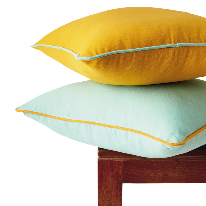 Cotton Mango+Mint Green Cushion Cover (Pack of 2)