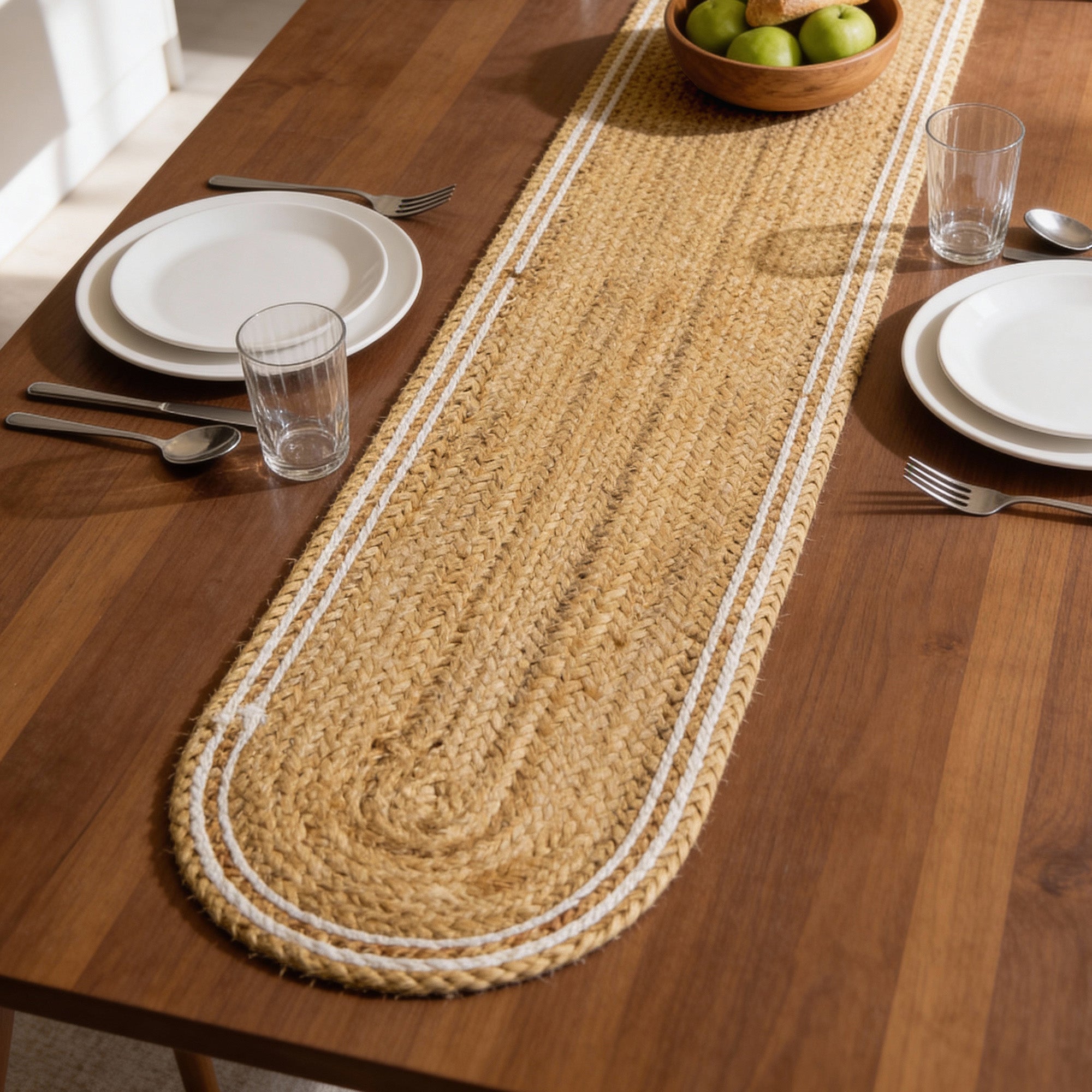 Jute Off White & Jute Natural Bleach Table Runner