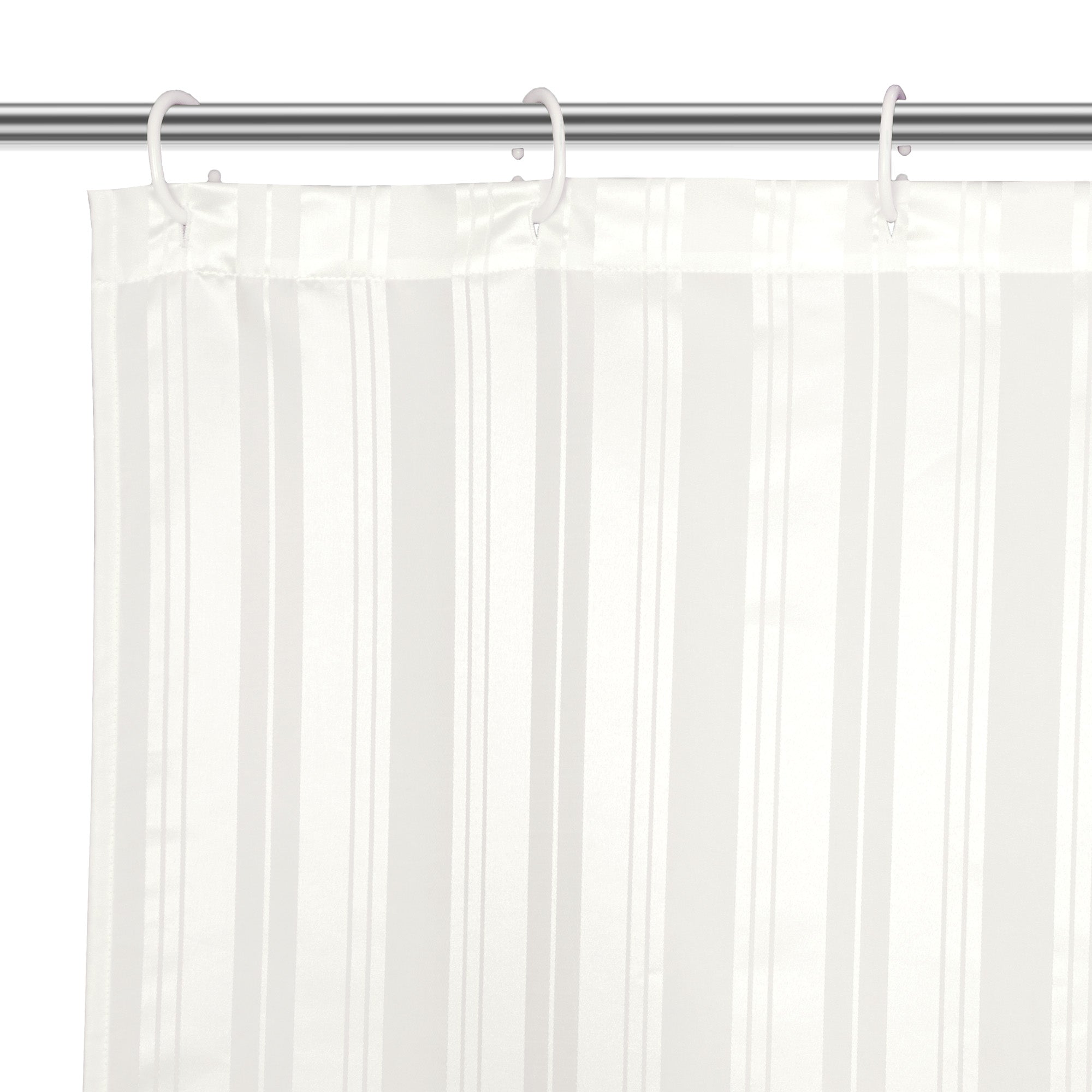 Polyester Stripe White Shower Curtain (Pack of 1)