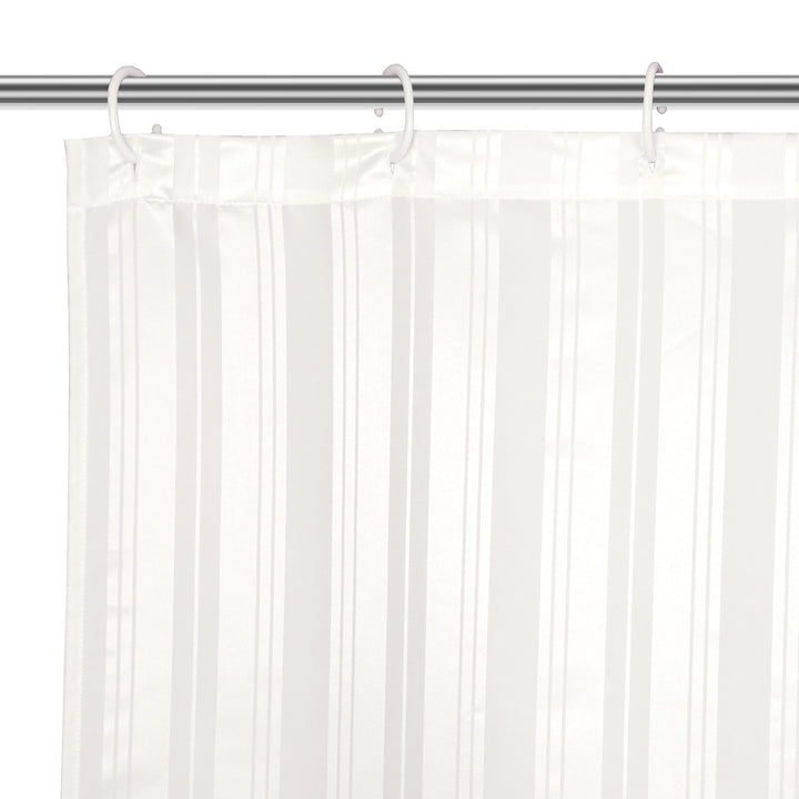 Polyester Stripe White Shower Curtain (Pack of 1)