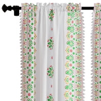 Polyester Boho Bright Green Curtain (Pack of 2)