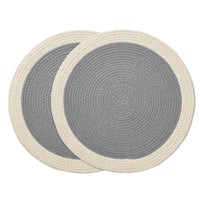Cotton Light Grey & Off White Placemat (Pack of 2)