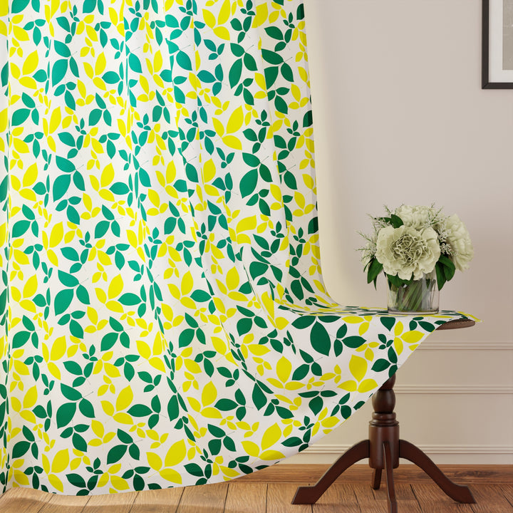 Polyester Leaves Curtain (Pack of 2)