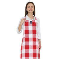 Cotton Buffalo Red Checks Apron (Pack of 1)