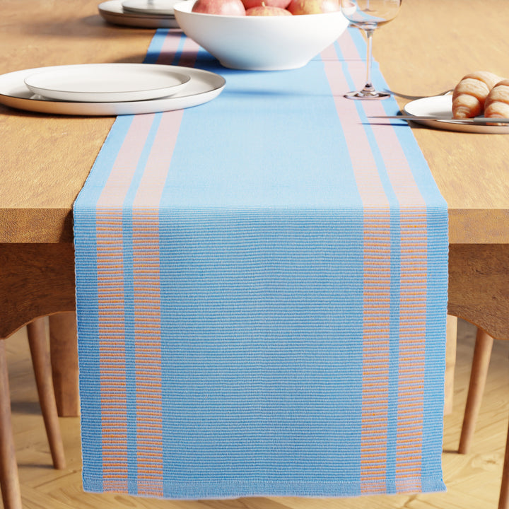 Cotton Ladder Blue Table Runner (Pack of 1)