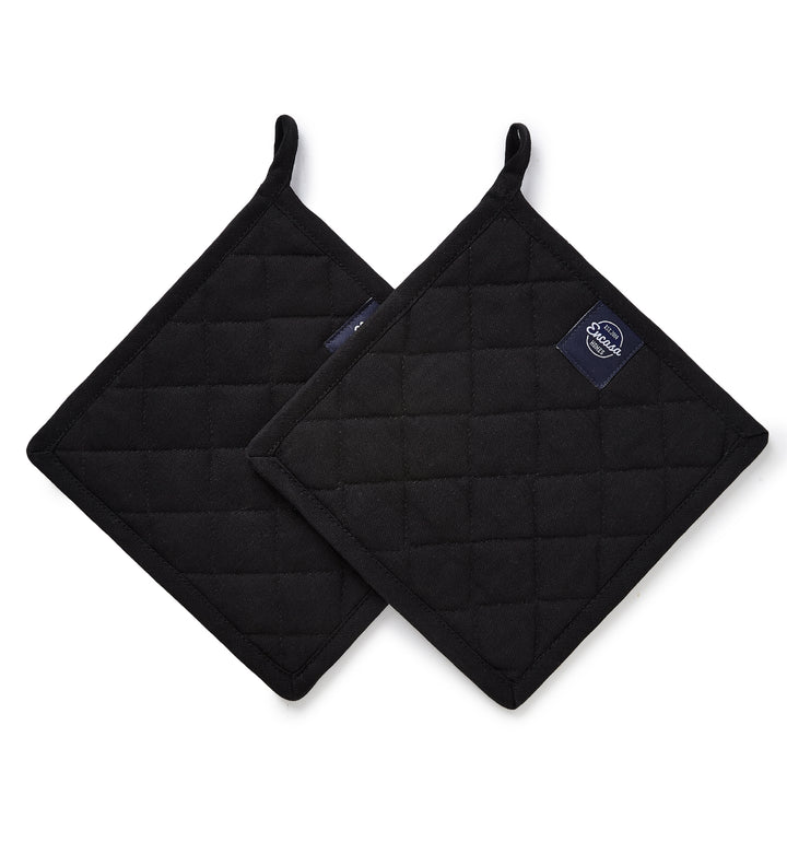 Cotton Full Black Pot Holders (Pack of 2)
