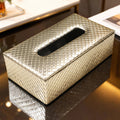 Faux Leather Light Gold Tissue Box (Pack of 1)