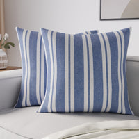 Cotton Franca Blue Stripes Cushion Cover (Pack of 2)