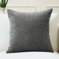 Chenille Solid Grey Cushion Cover (Pack of 1)
