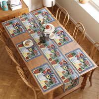 Cotton Flowerpot Table Runner+Placemat (Pack of 7)