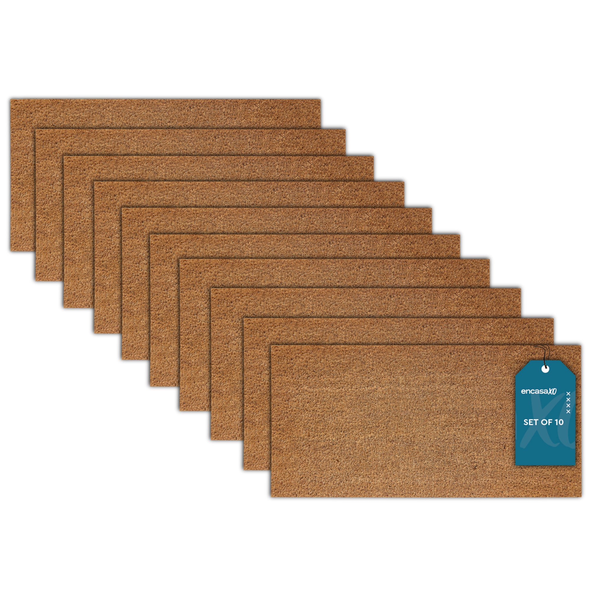 Coir Door Mats for Home Entrance Thick Anti-slip Welcome Doormat with PVC Back | Ideal for Indoor, Outdoor, Patio, Home and Office | Durable and Easy to Clean - Pack of 10