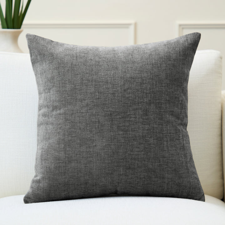 Chenille Solid Grey Cushion Cover (Pack of 1)