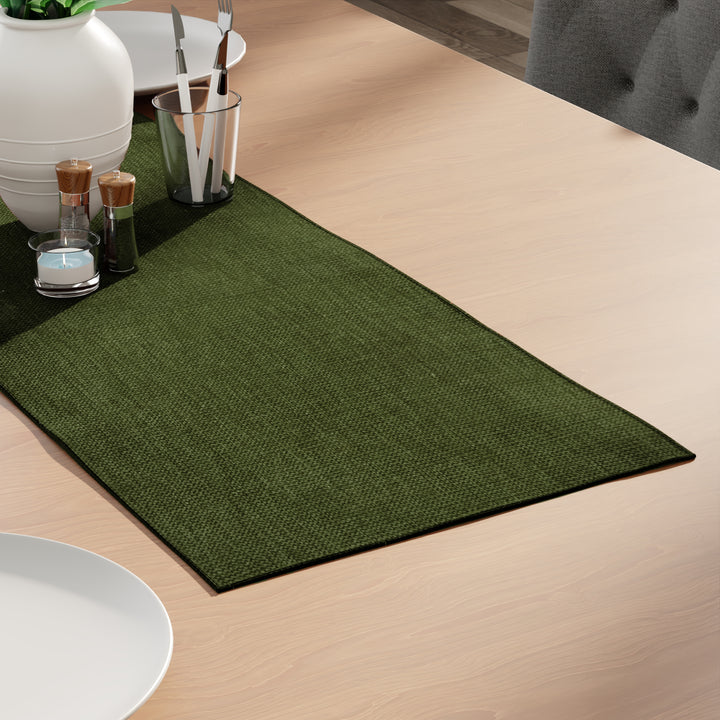 Chenille Moss green Table Runner