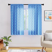 Polyester Trellis Blue Curtain (Pack of 2)