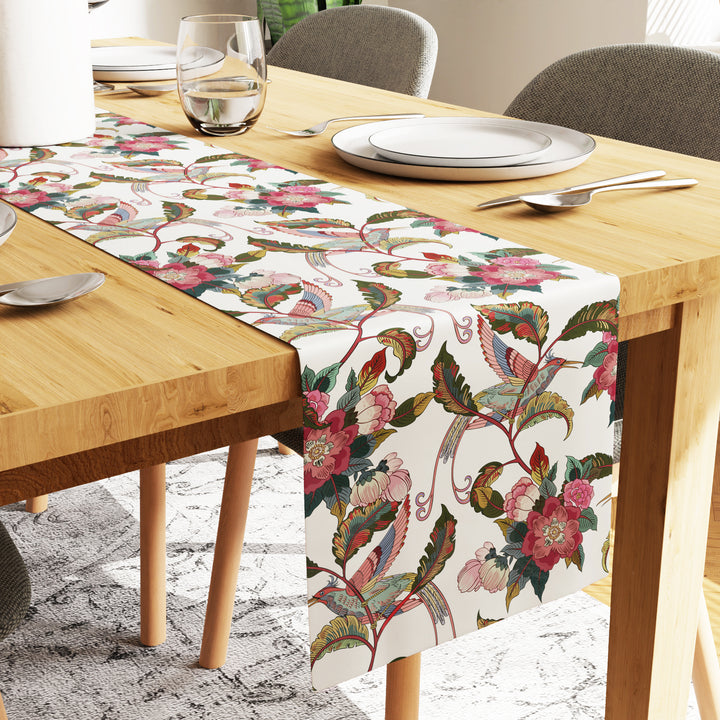 Water Repellent Polyester Chintz Red Table Runner (Pack of 1)