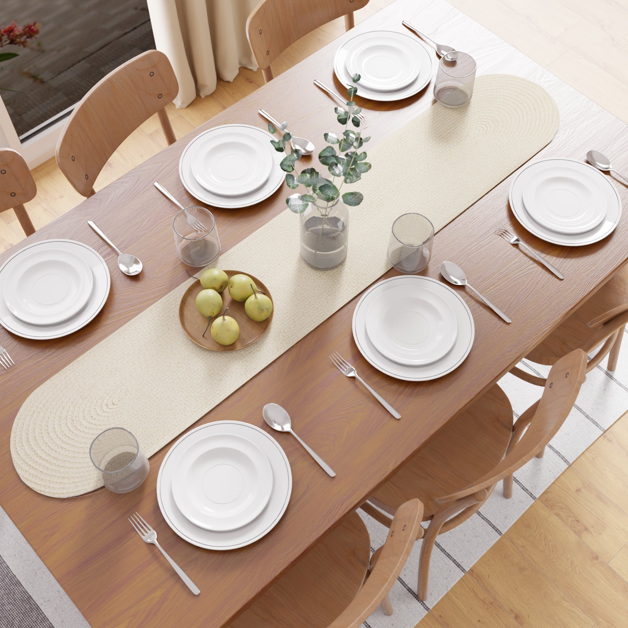 Cotton Off White Table Runner (Pack of 1)