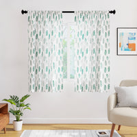Polyester Palm Green Curtain (Pack of 2)