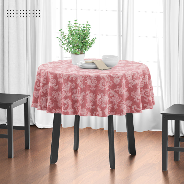 Cotton chambray Red Table Cloth (Pack of 1)