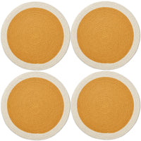 Cotton Yellow & Off White Placemat (Pack of 4)
