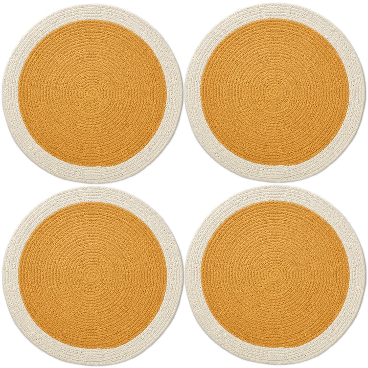 Cotton Yellow & Off White Placemat (Pack of 4)