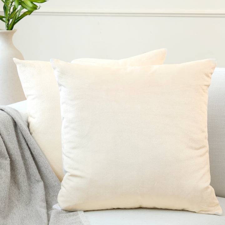Velvet Cream Cushion Cover (Pack of 2)