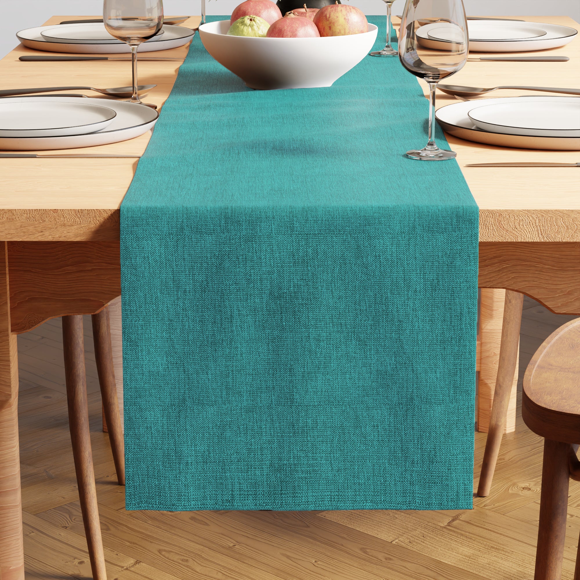 Chenille Turq Blue Table Runner