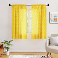 Polyester Trellis Yellow Curtain (Pack of 2)