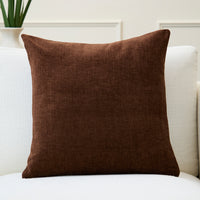 Chenille Solid Chocolate Cushion Cover (Pack of 1)