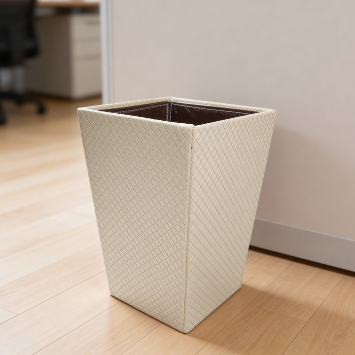 PU-Leather Cream Leather Dustbin