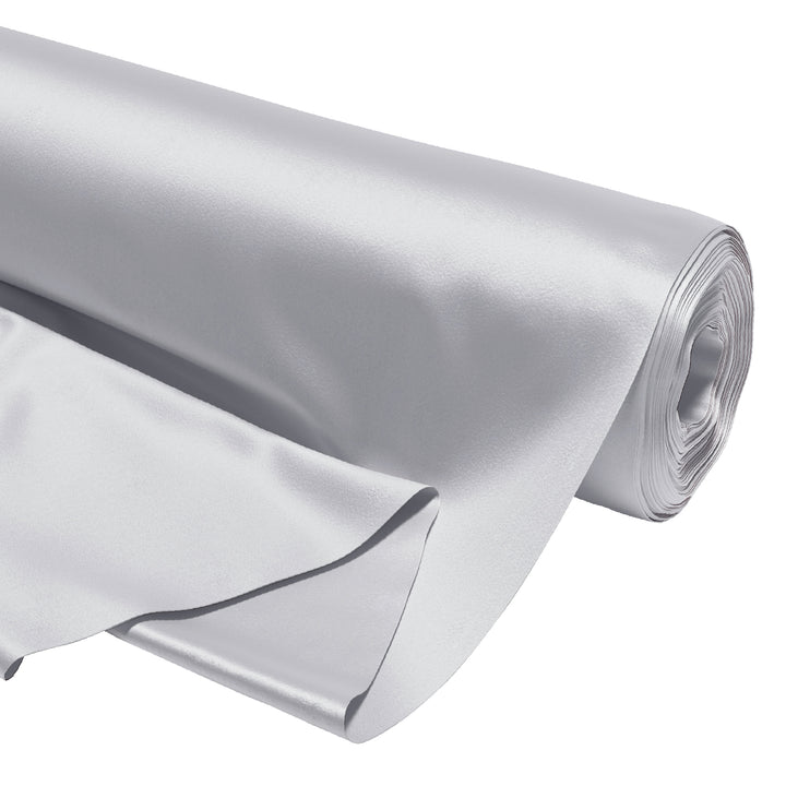 Satin Polyester Silk Silver Fabric