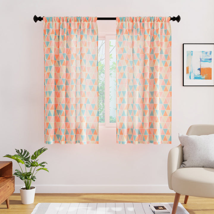 Micro Big Triangles Apricot Curtain (Pack of 2)