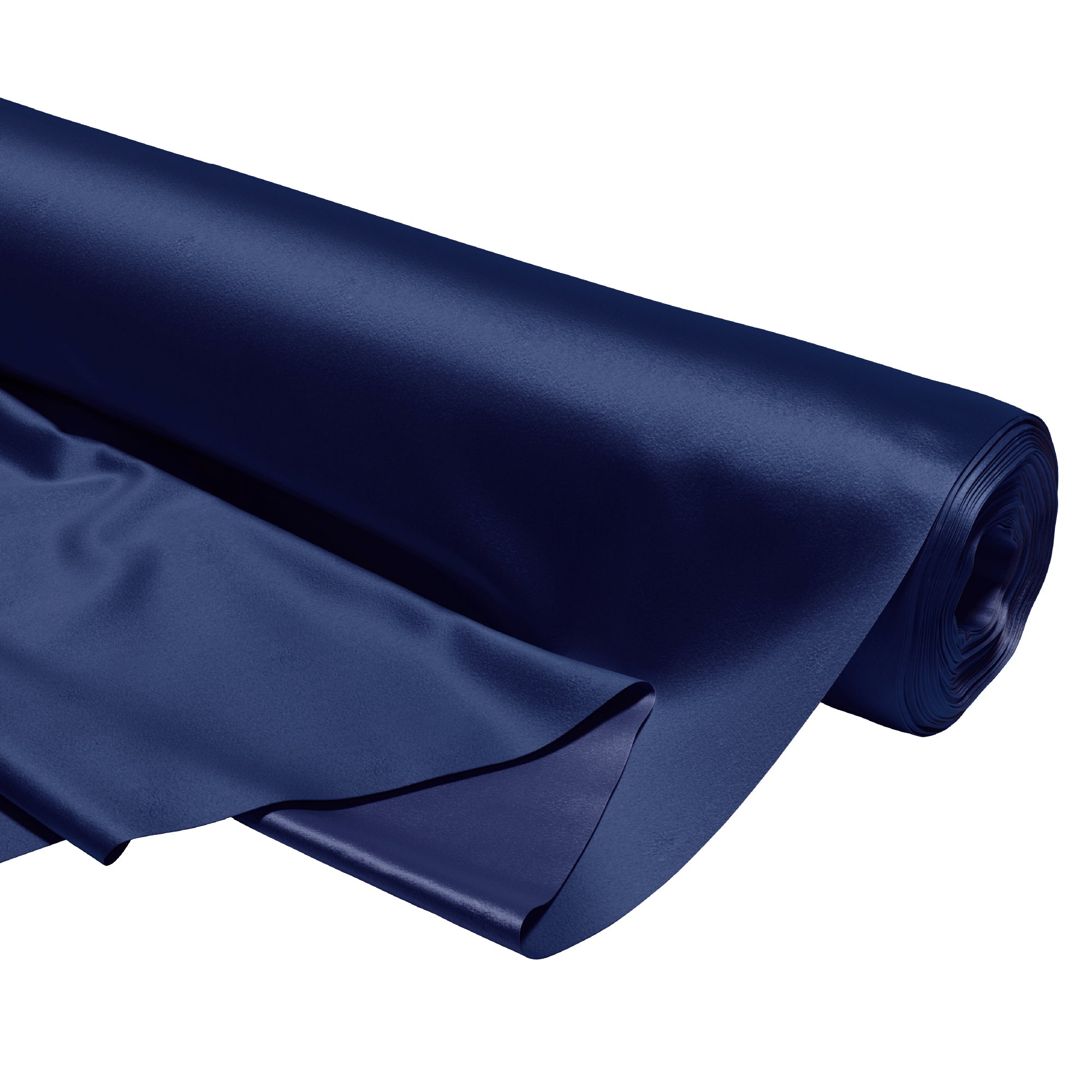 Satin Polyester Silk Navy Fabric