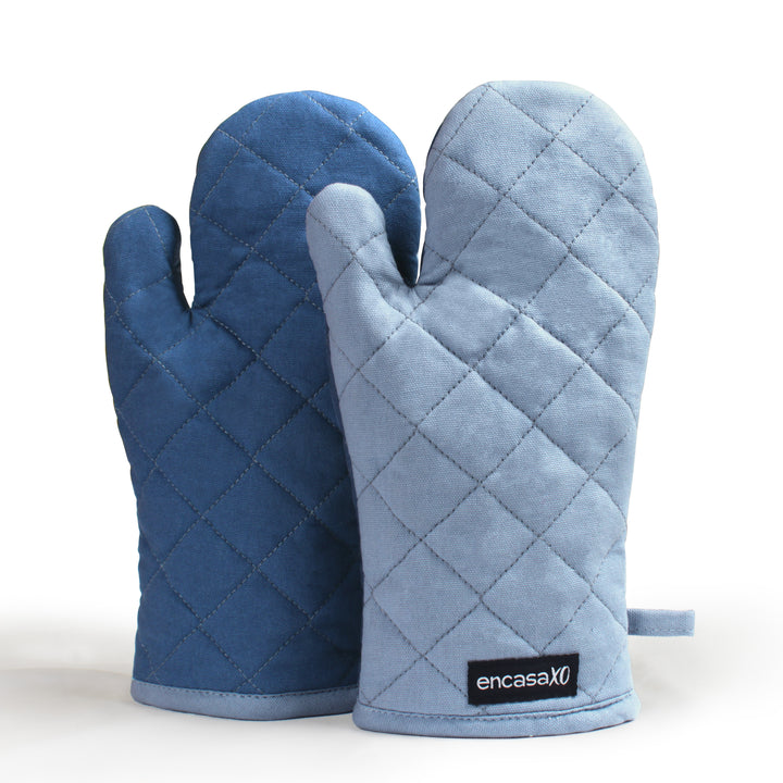 Canvas B Grey & Cobalt Blue Oven Gloves (Pack of 2)