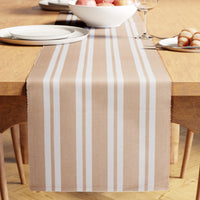 Cotton Franca Beige Stripes Table Runner (Pack of 1)