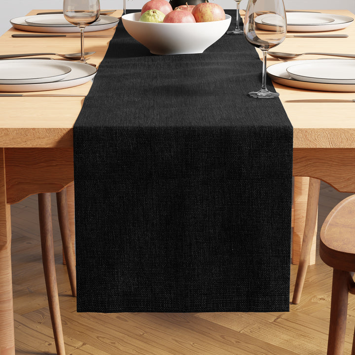 Chenille Black Table Runner