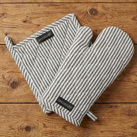 Cotton Ticking Black Oven Glove & Pot Holder