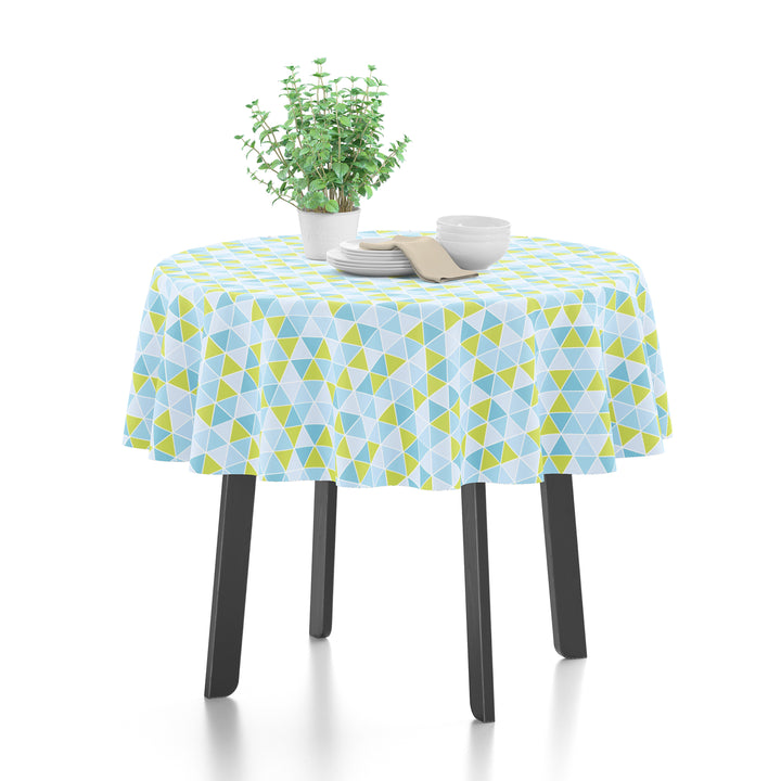 Cotton Triangles Aqua Table Cloth (Pack of 1)