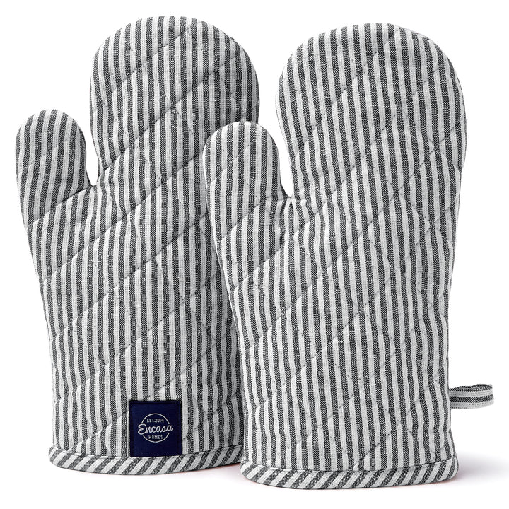 RC Yarn-Dyed Ticking Black Oven Gloves (Pack of 2)