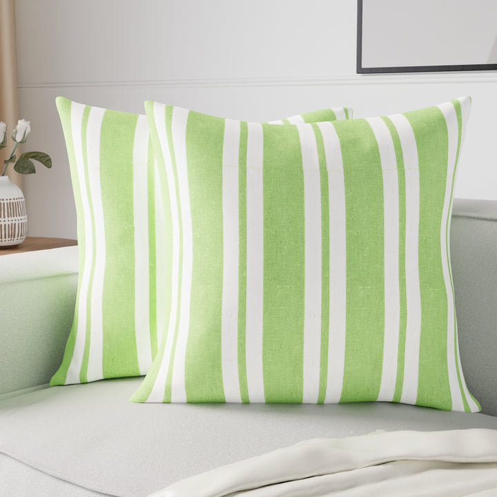 RC Yarn-Dyed Franca Lime Stripes Cushion Cover (Pack of 2)
