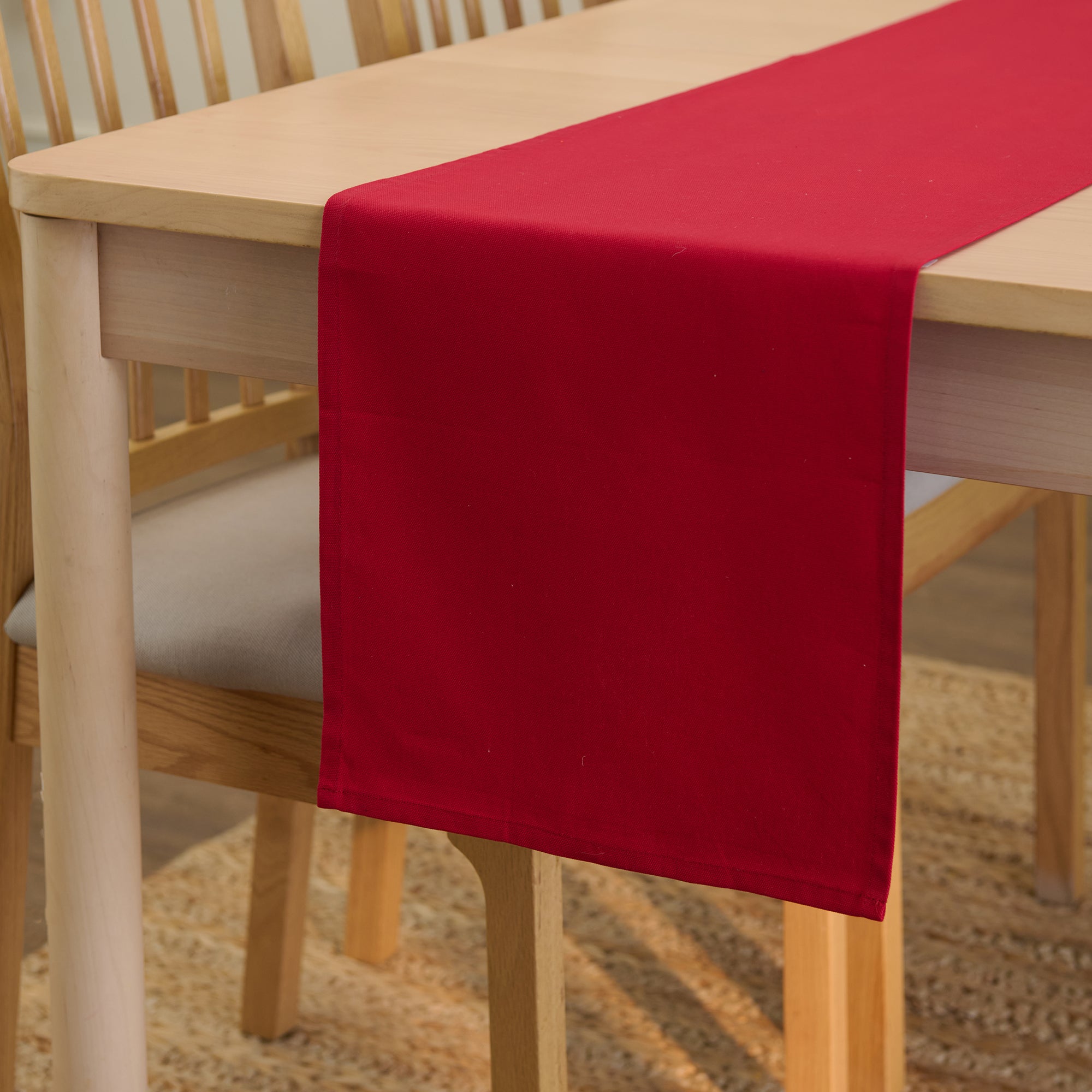 Cotton Deep Red Table Runner (Pack of 1)