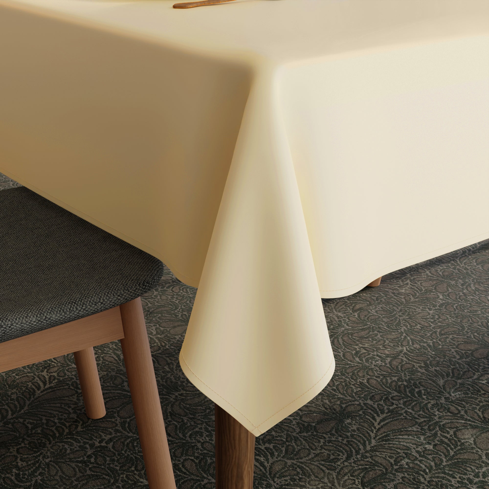 Polyester Cream Table Cloth (Pack of 1)