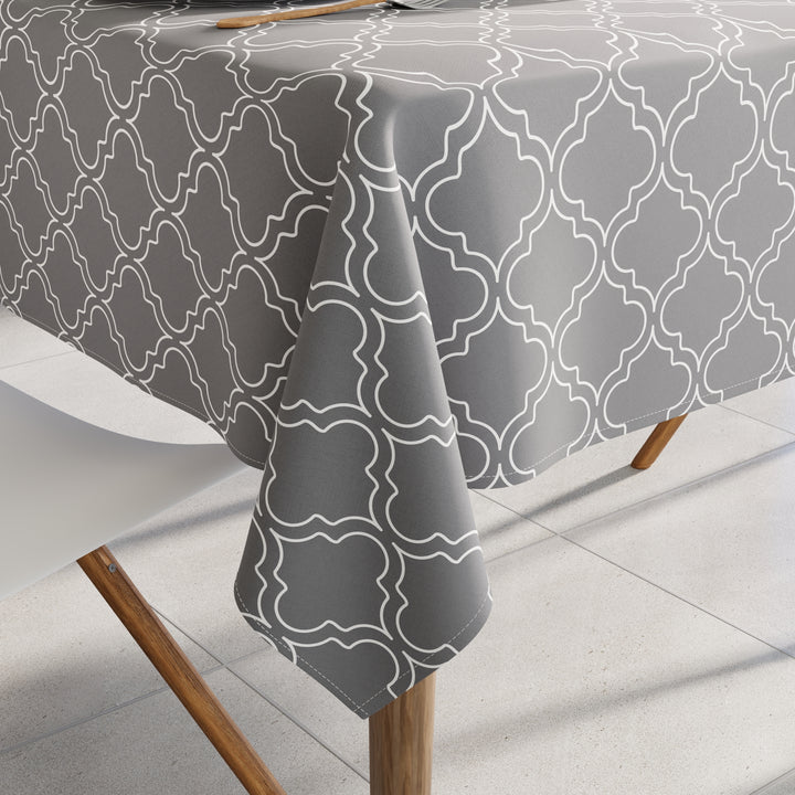 Cotton Grey Tiles Table Cloth (Pack of 1)