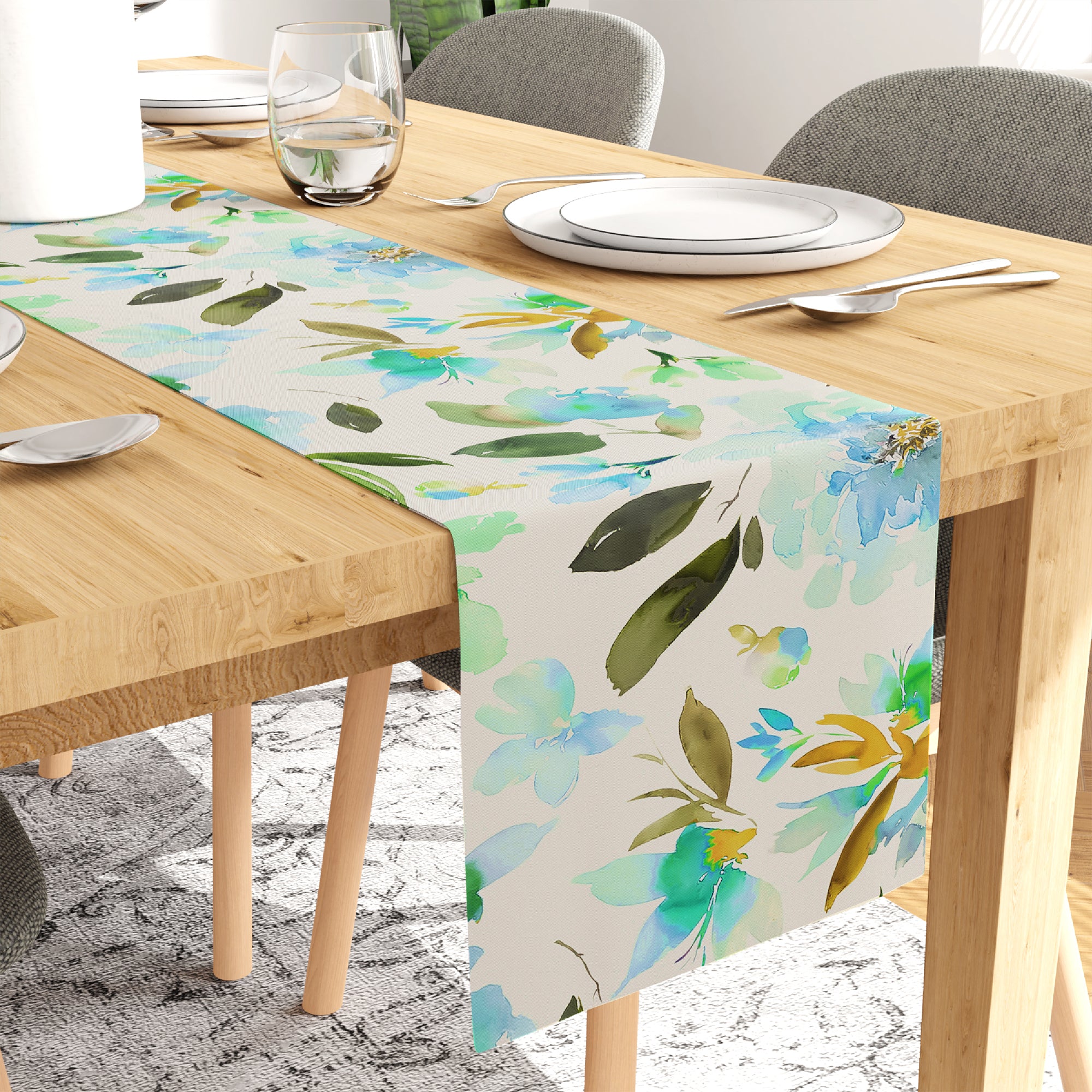 Blackout Polyester F1 Aqua Table Runner (Pack of 1)