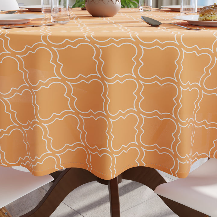 Cotton Peach Tiles Table Cloth (Pack of 1)