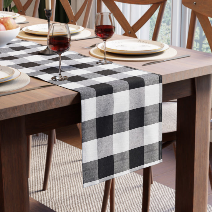 RC Yarn-Dyed Buffalo Black Checks Table Runner (Pack of 1)