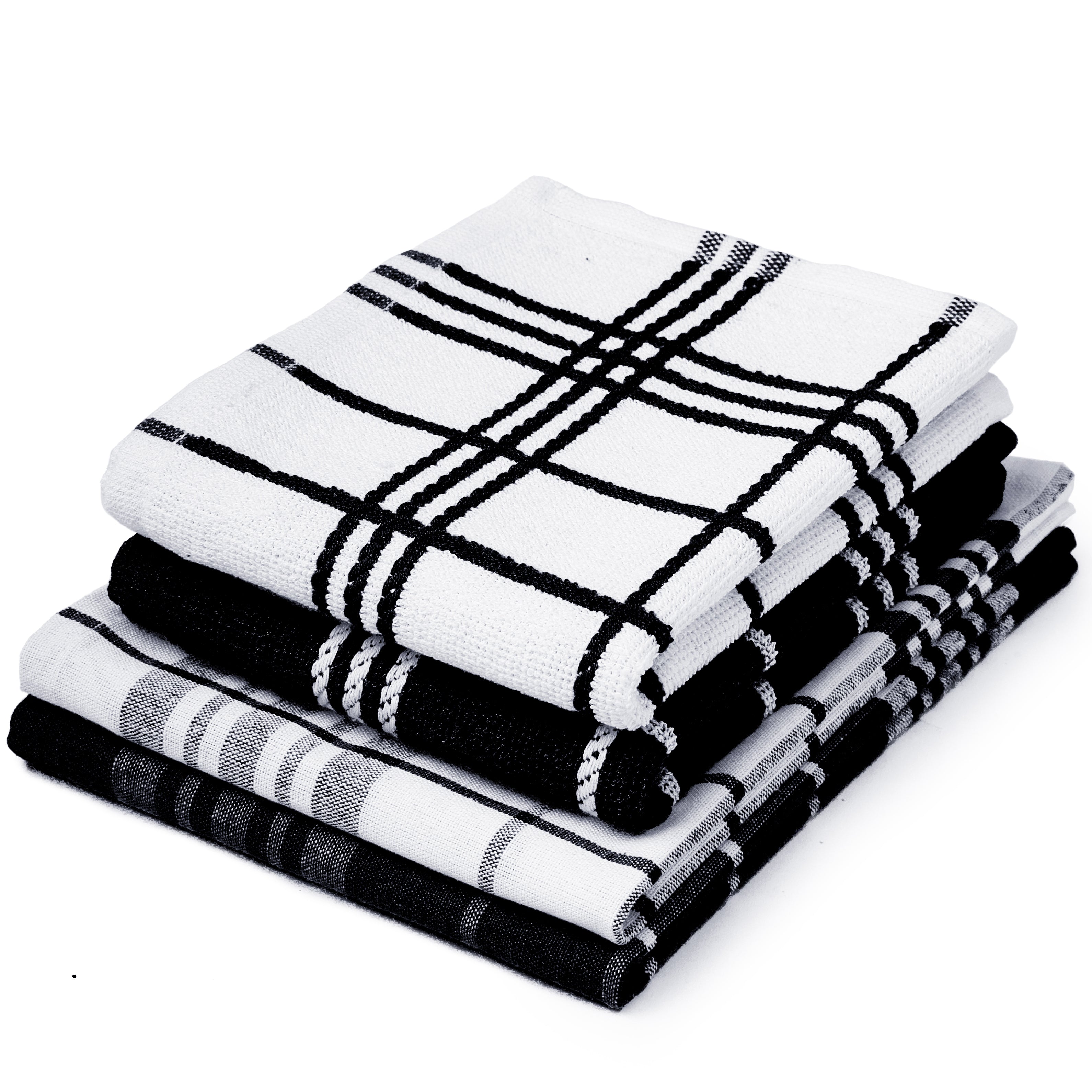 Cotton Black Non-terry+Terry Kitchen Towel (Pack of 4)