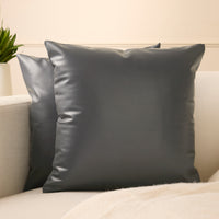 PVC Leather Dark Grey Cushion Cover (Pack of 2)